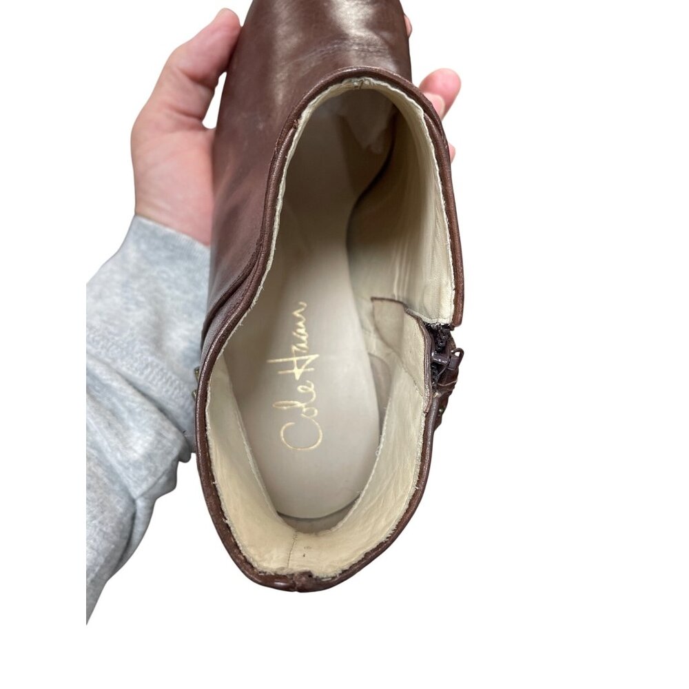 Cole Haan womans brown leather Kitt heels ankle boots Sz 7.5B SKU 9617 - Picture 7 of 13